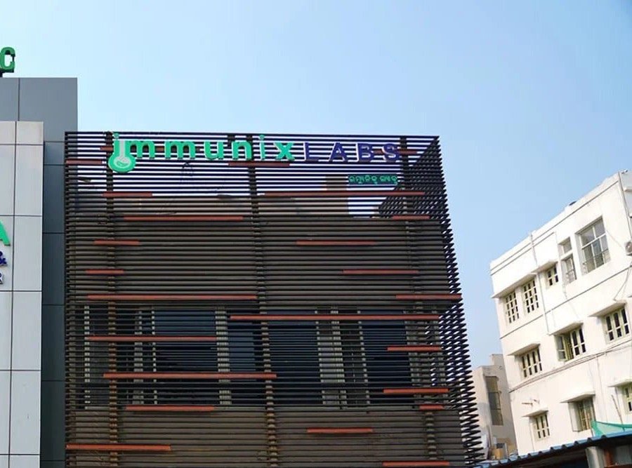 The Immunix Labs sign on the OARC building, Saheed Nagar, Bhubaneswar